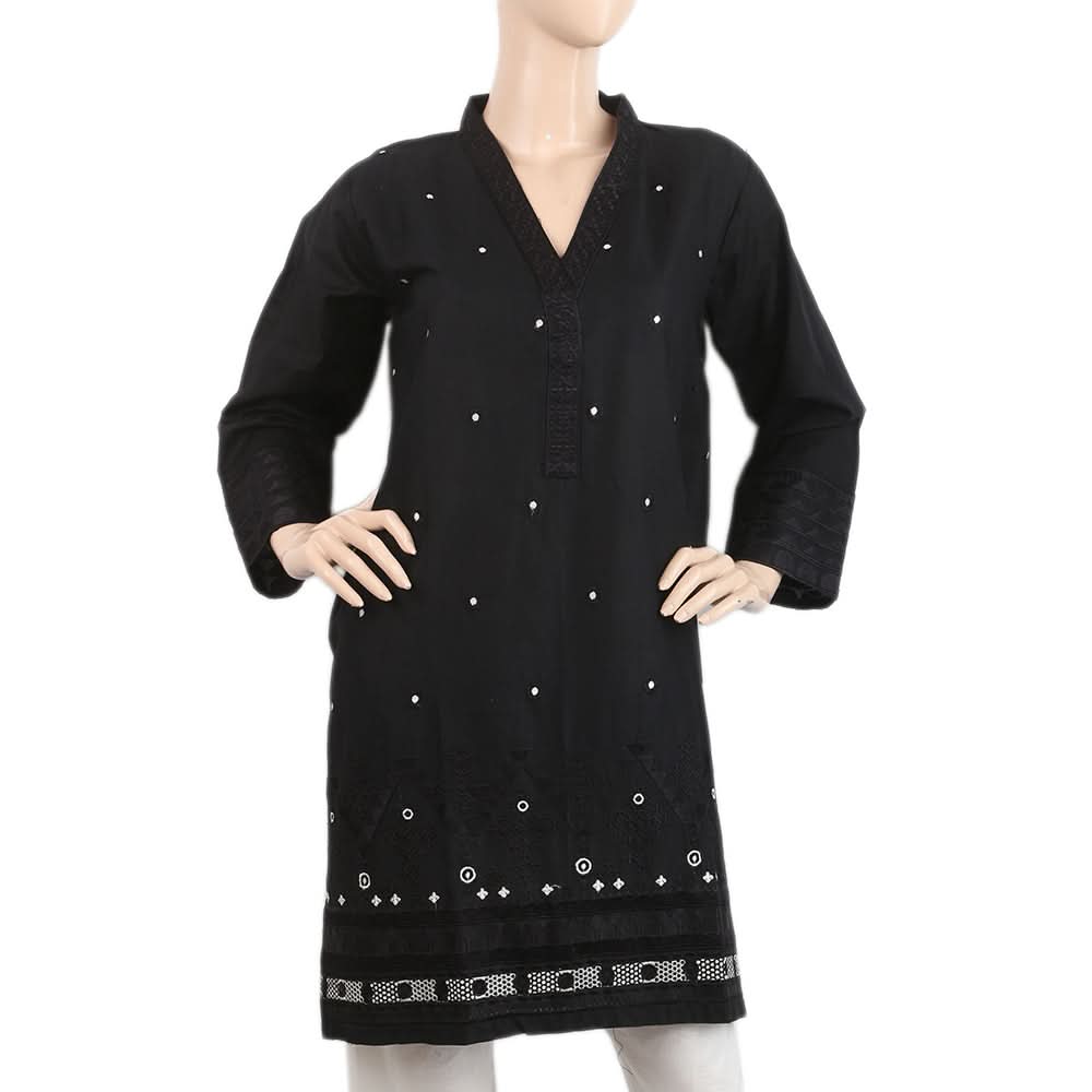 Women's Embroidered Kurti - Black, Women, Ready Kurtis, Chase Value, Chase Value