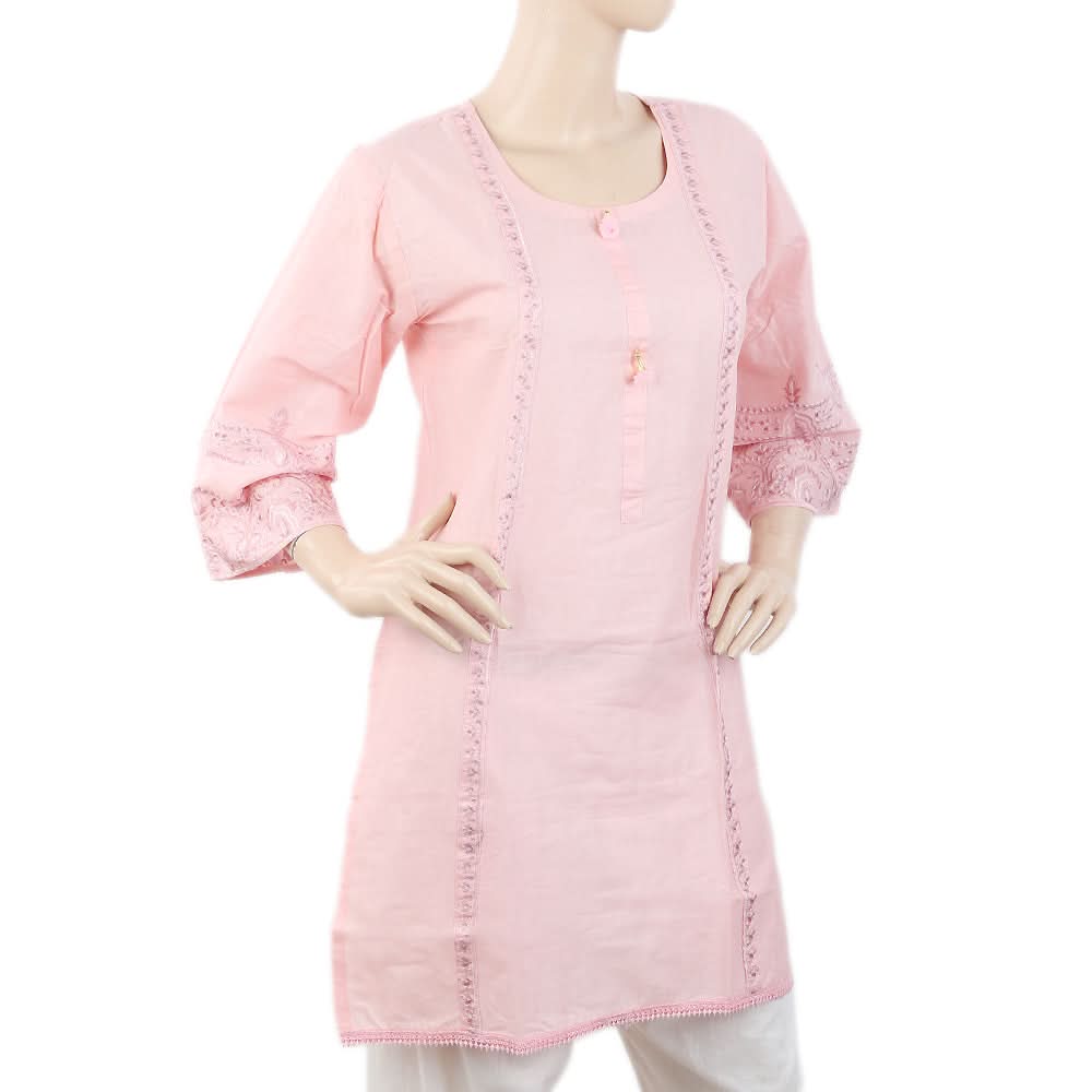 Women's Embroidered Kurti - Light Pink, Women, Ready Kurtis, Chase Value, Chase Value