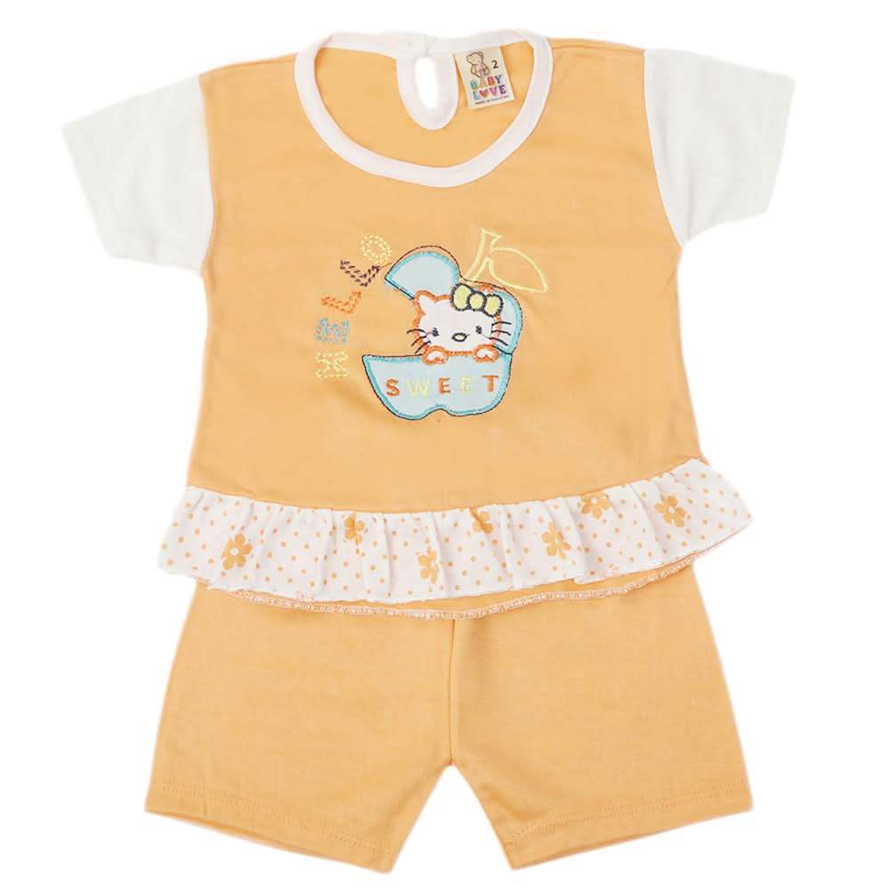 Newborn Girls Half Sleeves Suit - Peach, Kids, Newborn Girls Sets And Suits, Chase Value, Chase Value