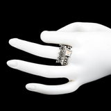 Women's Fancy Stone Ring - Silver - Peach - test-store-for-chase-value