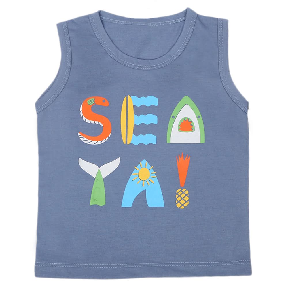 Boys Sando T-Shirt - Steel Blue, Kids, Boys Sando, Chase Value, Chase Value