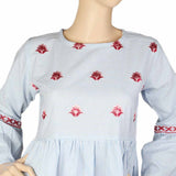 Women's Embroidered Kurti - Light Blue, Women, Ready Kurtis, Chase Value, Chase Value