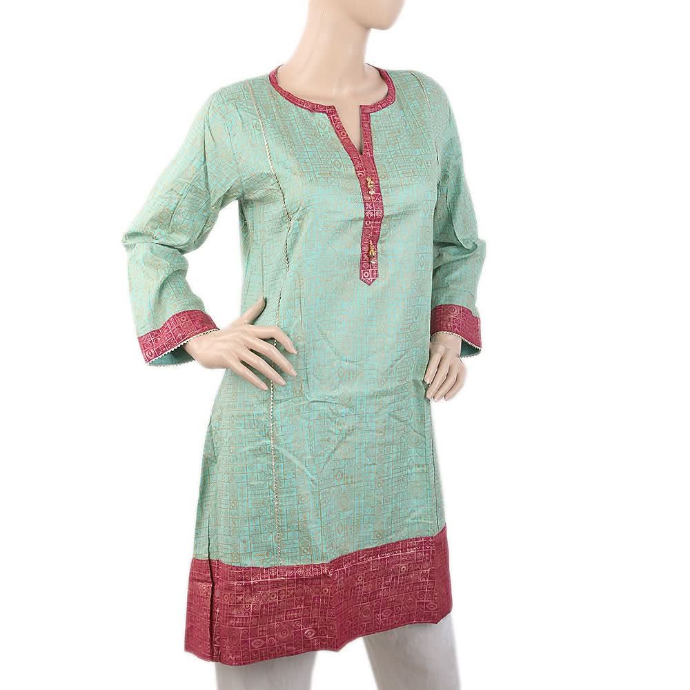 Women's Printed Cotton Kurti - Sea Green, Women, Ready Kurtis, Chase Value, Chase Value