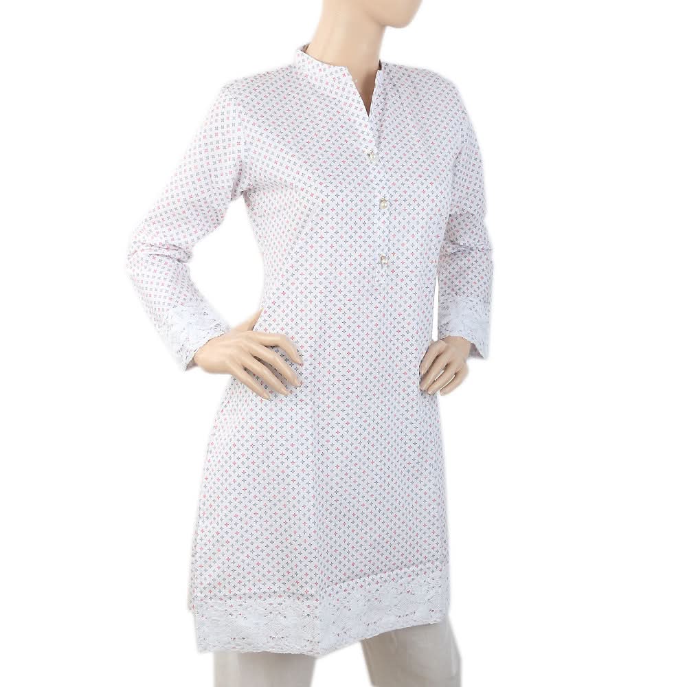 Women's Printed Kurti - White, Women, Ready Kurtis, Chase Value, Chase Value