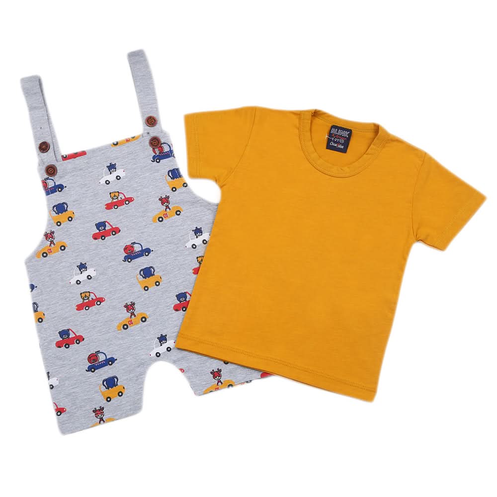 Boys Half Sleeves Romper - Mustard, Kids, Boys Sets And Suits, Chase Value, Chase Value