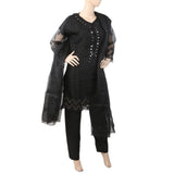 Women's Embroidered Fancy 03 Pcs Suit With Stone - Black, Women, Shalwar Suits, Chase Value, Chase Value