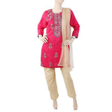 Women's Embroidered 3Pcs Suit - Dark Pink, Women, Shalwar Suits, Chase Value, Chase Value
