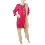 Women's Embroidered 3Pcs Suit - Dark Pink, Women, Shalwar Suits, Chase Value, Chase Value