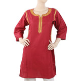 Women's Embroidered Kurti - Maroon, Women, Ready Kurtis, Chase Value, Chase Value