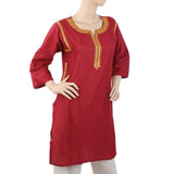 Women's Embroidered Kurti - Maroon, Women, Ready Kurtis, Chase Value, Chase Value