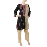 Women's Embroidered 3Pcs Suit - Black, Women, Shalwar Suits, Chase Value, Chase Value