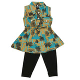 Girls Sleeveless 2 Pcs Suit - Khaki, Kids, Girls Sets And Suits, Chase Value, Chase Value