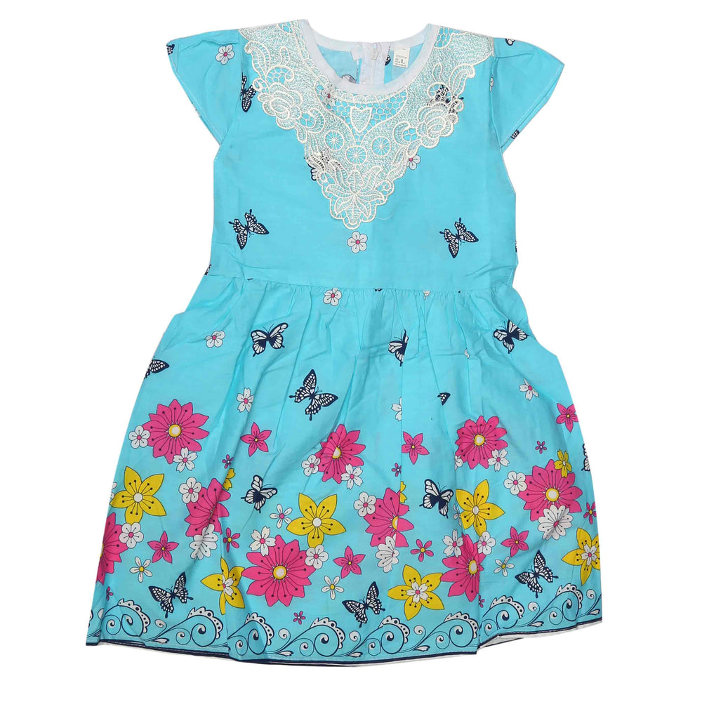 Girls Embroided Frock - Blue, Kids, Girls Frocks, Chase Value, Chase Value