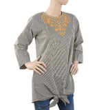 Women's Embroidered Stripe Top With Cut Daman - Olive Green, Women, T-Shirts And Tops, Chase Value, Chase Value