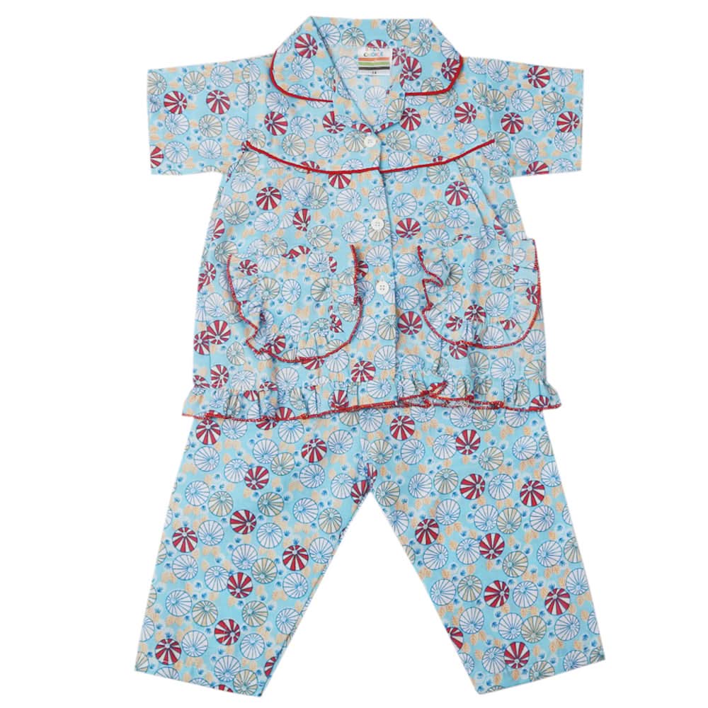 Girls Half Sleeves Sleeping Suit - Sky Blue, Kids, Girls Sets And Suits, Chase Value, Chase Value