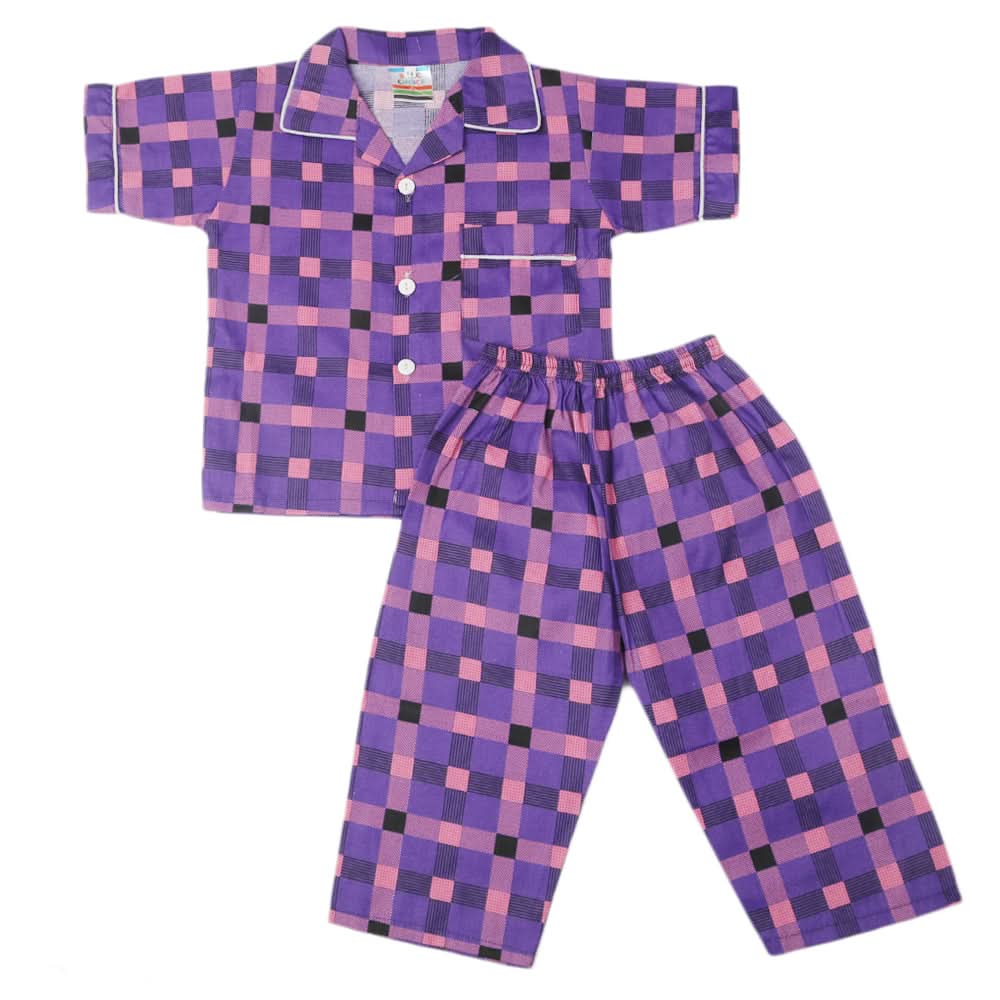 Boys Half Sleeves Sleeping Suit - Dark Purple, Kids, Boys Sets And Suits, Chase Value, Chase Value