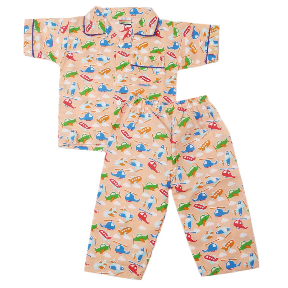 Boys Half Sleeves Sleeping Suit - Peach, Kids, Boys Sets And Suits, Chase Value, Chase Value