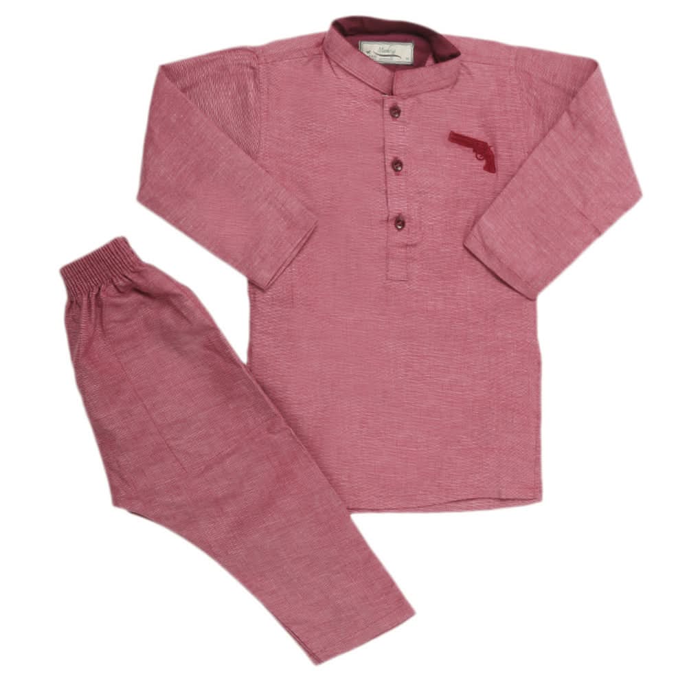 Boys Embroidered Kurta Pajama - Maroon, Kids, Boys Shalwar Kameez, Chase Value, Chase Value