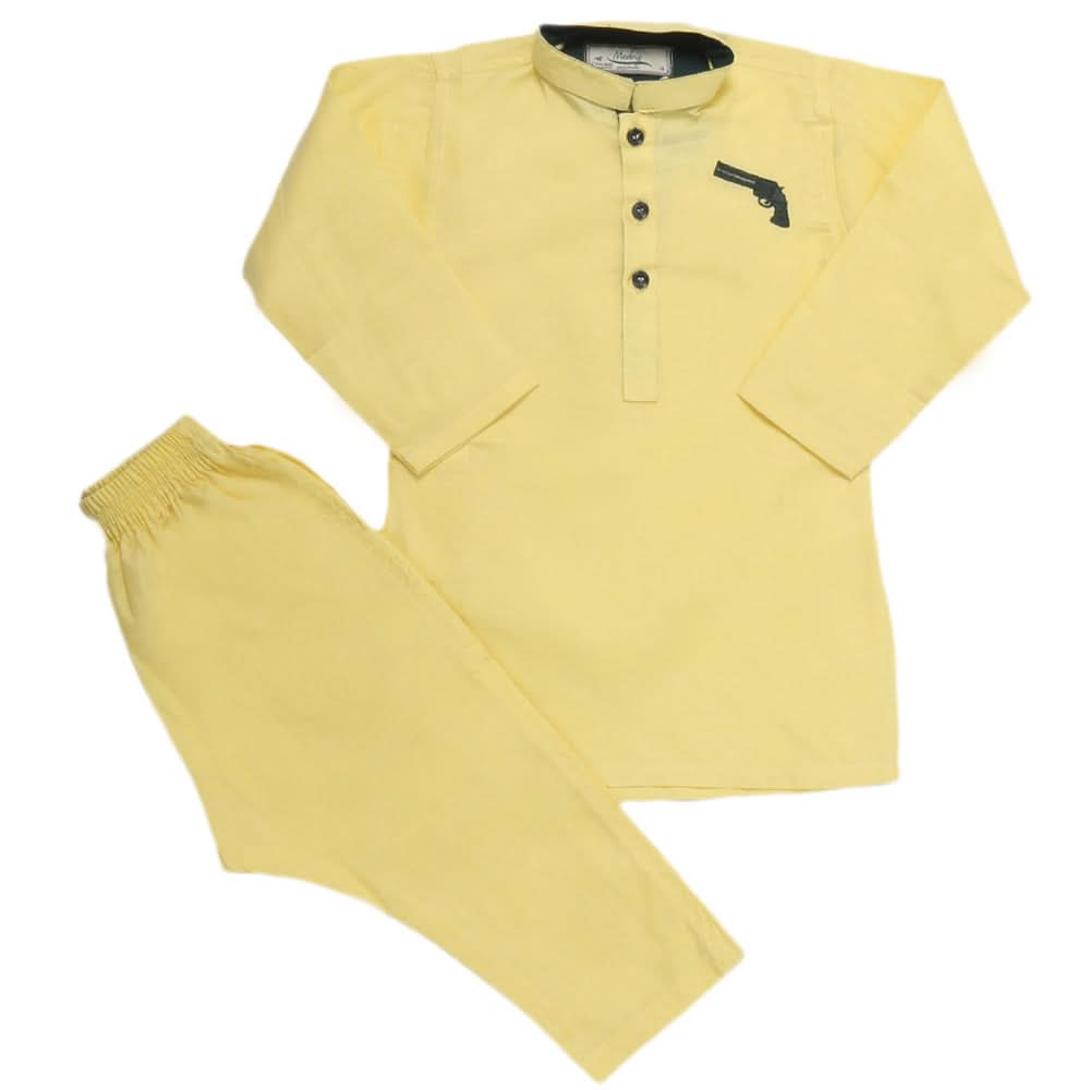 Boys Embroidered Kurta Pajama - Yellow, Kids, Boys Shalwar Kameez, Chase Value, Chase Value