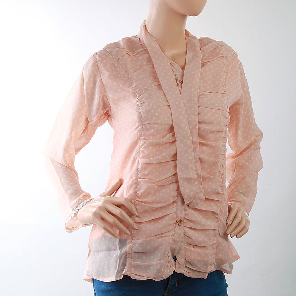 Women's Printed Western Top Front Button - Peach, Women, T-Shirts And Tops, Chase Value, Chase Value