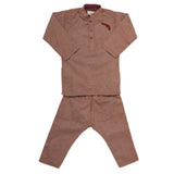 Boys Embroidered Kurta Pajama - Brown, Kids, Boys Shalwar Kameez, Chase Value, Chase Value