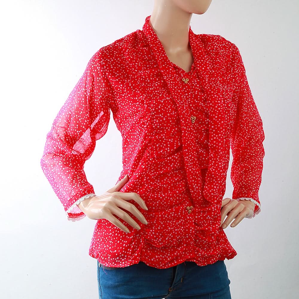 Women's Printed Western Top Front Button - Pink, Women, T-Shirts And Tops, Chase Value, Chase Value