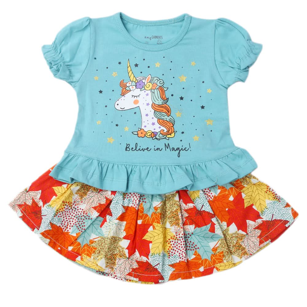 Newborns Girls Half Sleeves Suits - Sea Blue, Kids, New Born Girls Sets And Suits, Chase Value, Chase Value
