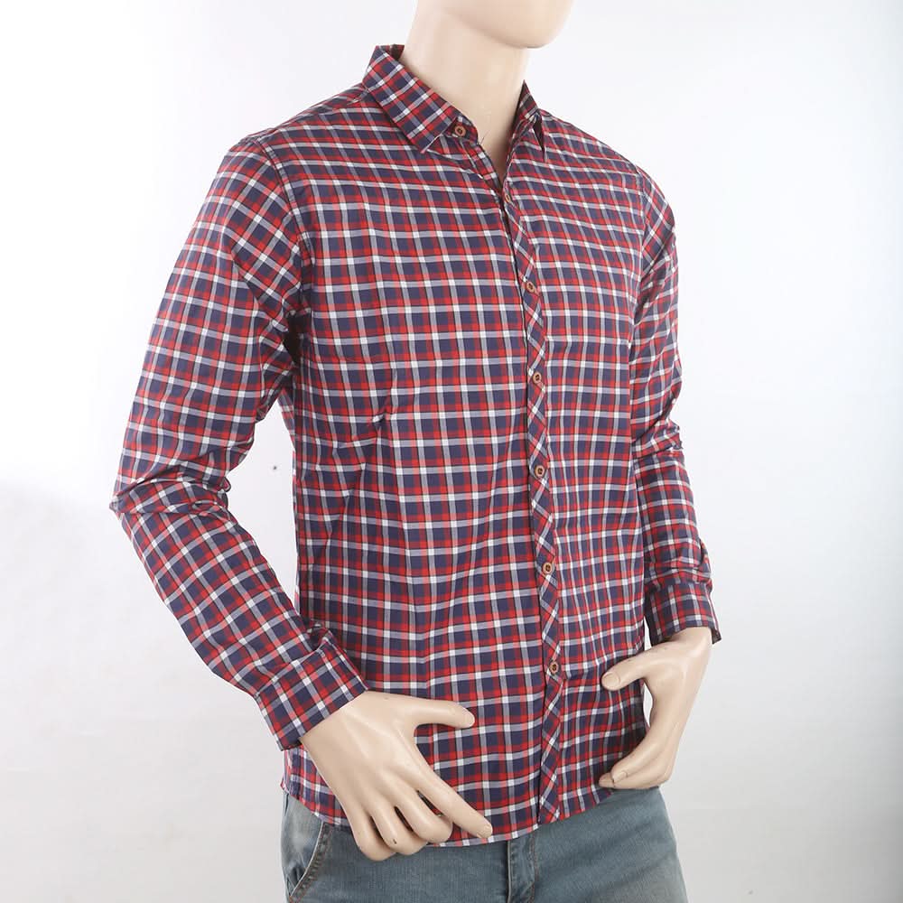 Men's Casual Check Shirt - Maroon, Men, Shirts, Chase Value, Chase Value