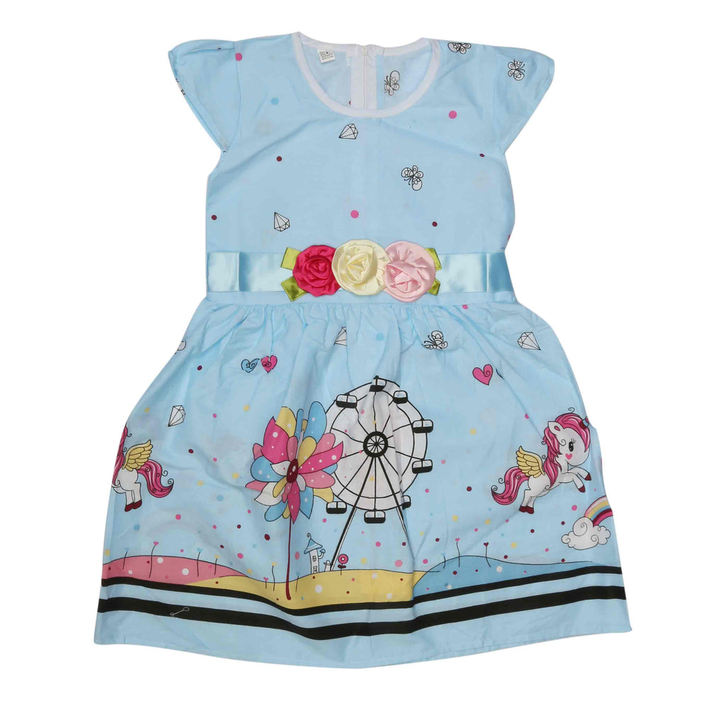 Girls Embroided Frock - Blue, Kids, Girls Frocks, Chase Value, Chase Value
