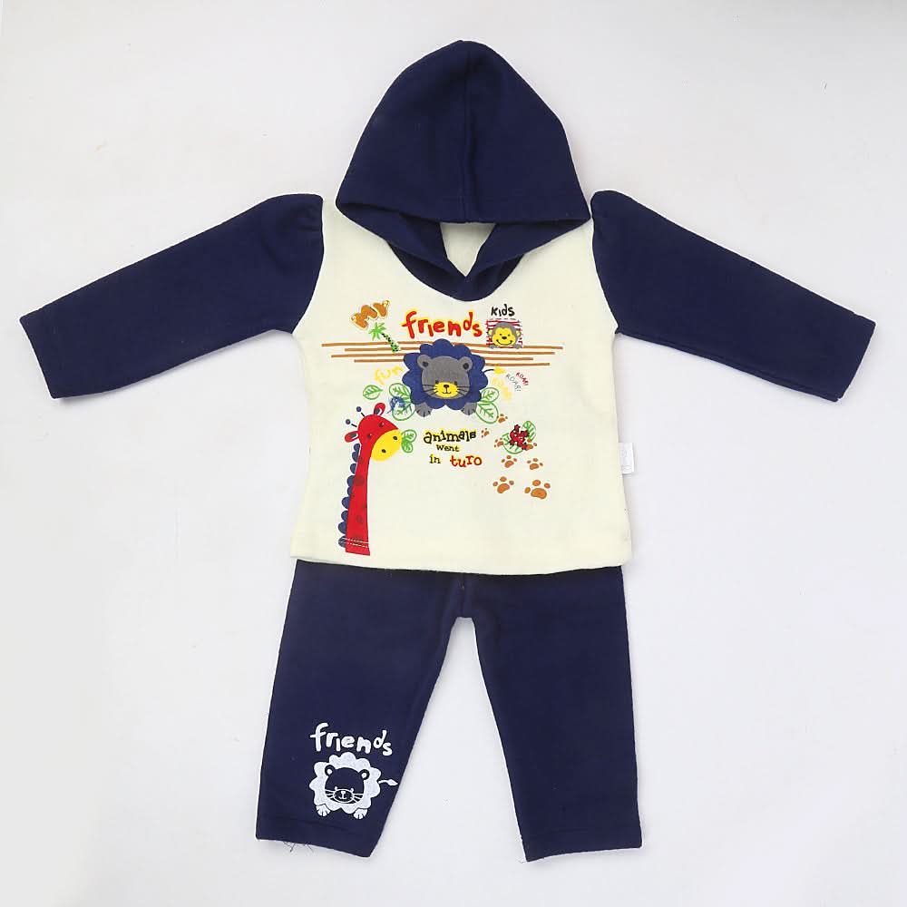 Newborn Girl Full Sleeves Polar Suit 8889 - Navy Blue, Kids, NB Girls Sets And Suits, Chase Value, Chase Value