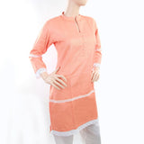 Women's Khaddar Kurti With Lace - Peach, Women, Ready Kurtis, Chase Value, Chase Value
