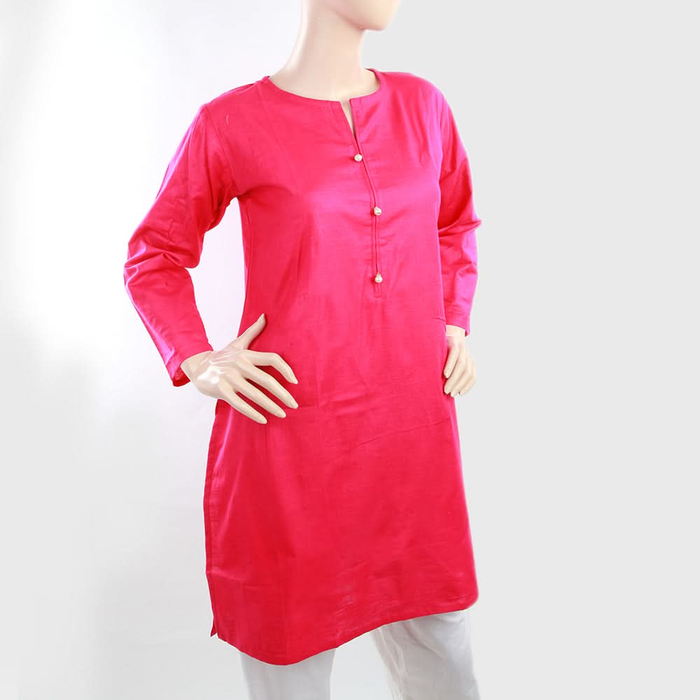 Women's Plain Khaddar Kurti - Pink, Women, Ready Kurtis, Chase Value, Chase Value