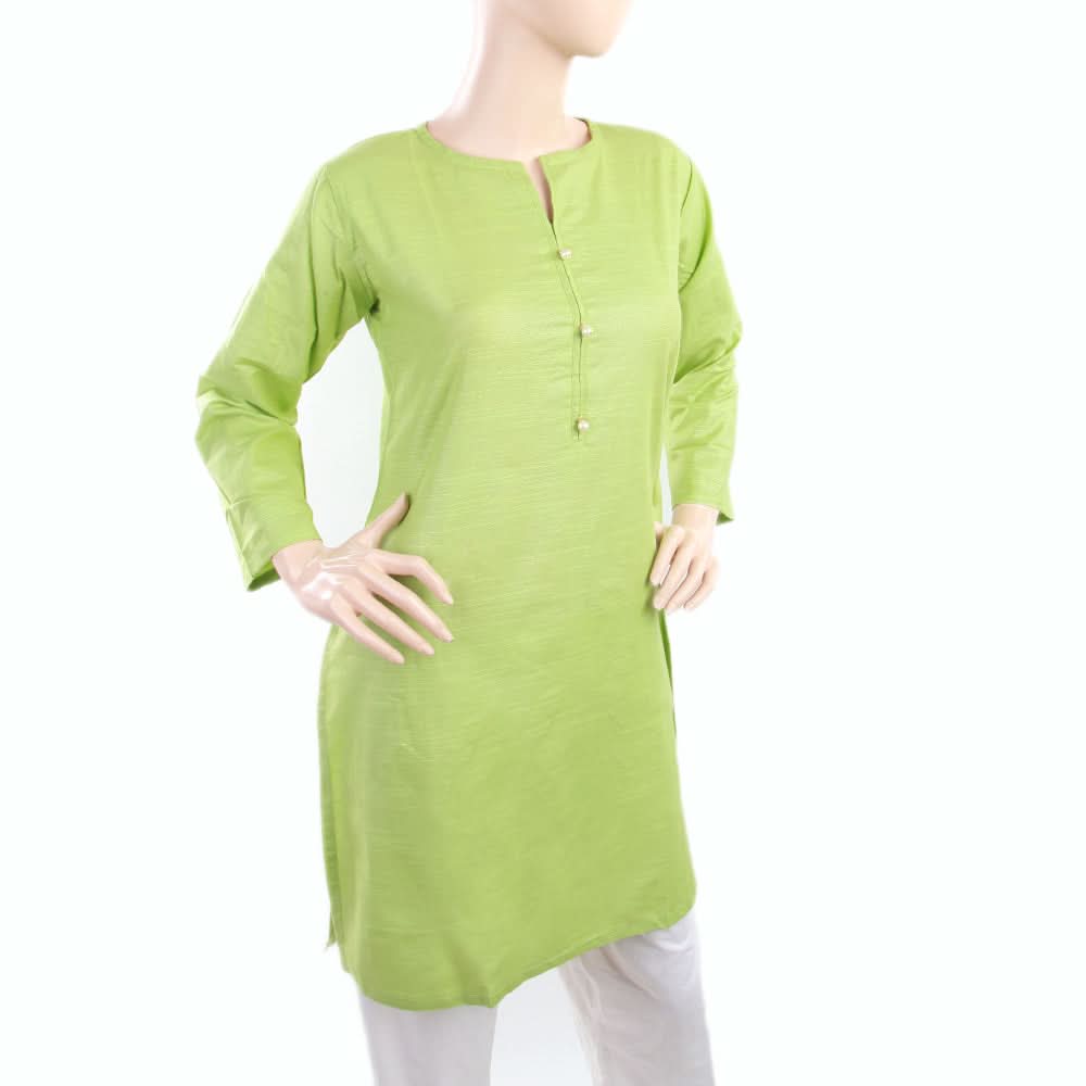 Women's Plain Khaddar Kurti - Green, Women, Ready Kurtis, Chase Value, Chase Value