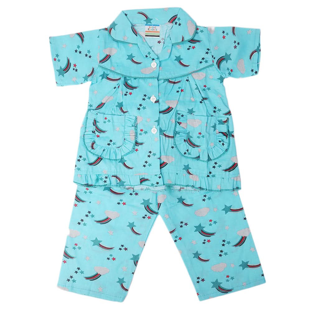 Girls Half Sleeves Sleeping Suit - Sapphire, Kids, Girls Sets And Suits, Chase Value, Chase Value