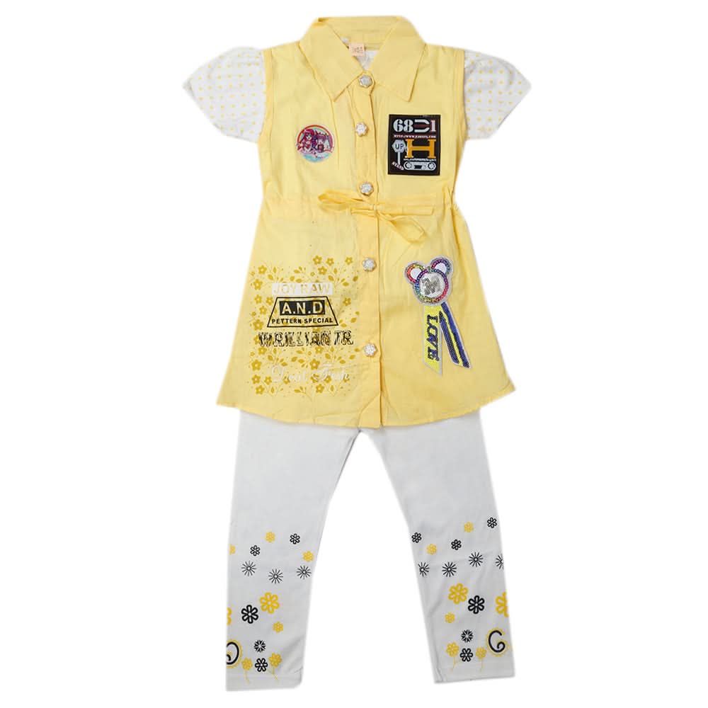 Girls Half Sleeves Suit - Yellow, Kids, Girls Sets And Suits, Chase Value, Chase Value