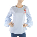 Women's Embroidery Western Top - Light Blue, Women, T-Shirts And Tops, Chase Value, Chase Value