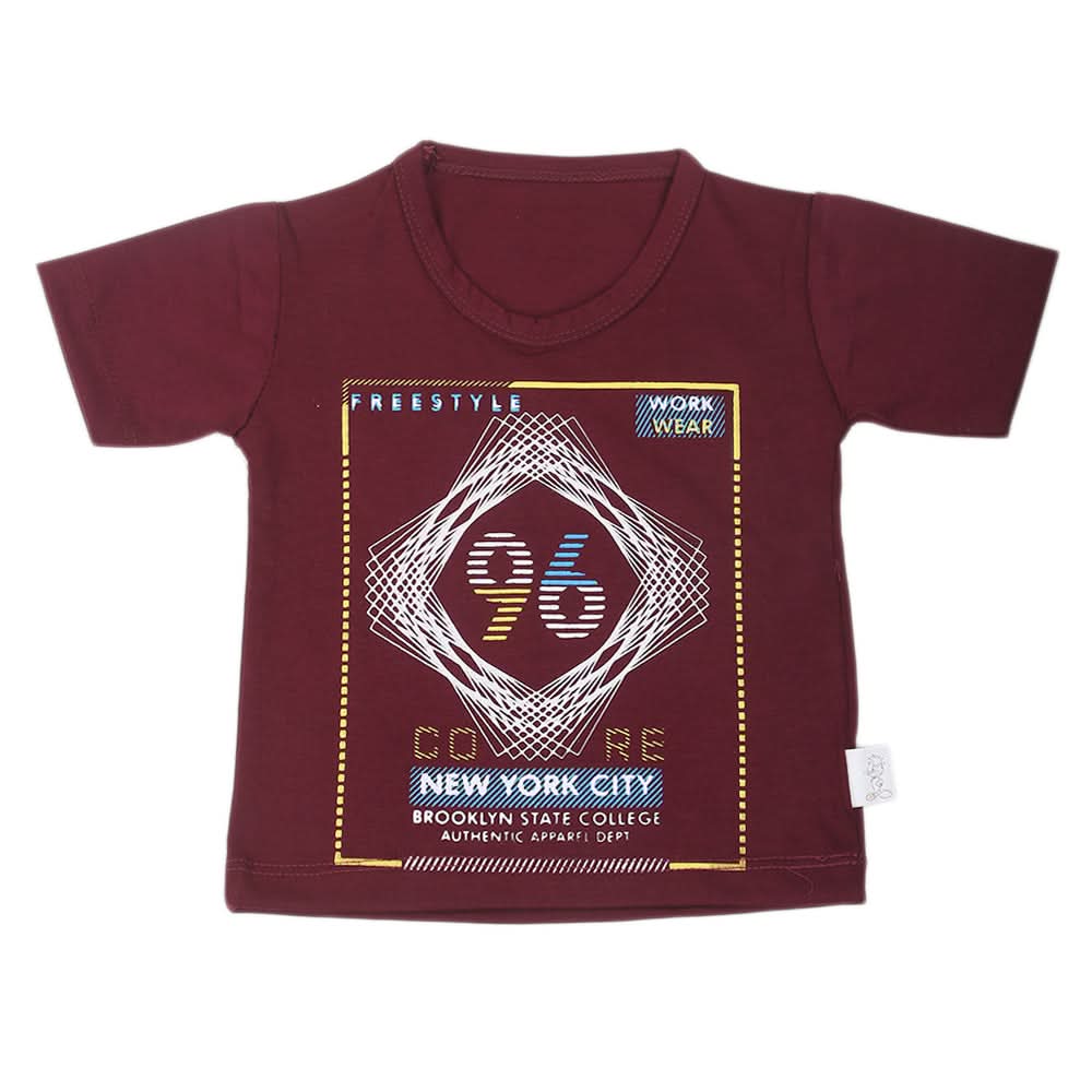 Boys Half Sleeves T-Shirt - Maroon, Kids, Boys T-Shirts, Chase Value, Chase Value