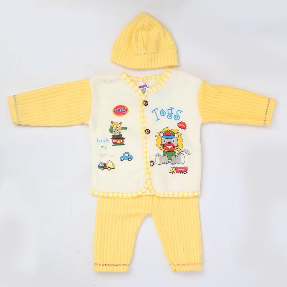 Newborn Boy Full Sleeves Polar Suit 10346 - Yellow, Kids, NB Boys Sets And Suits, Chase Value, Chase Value