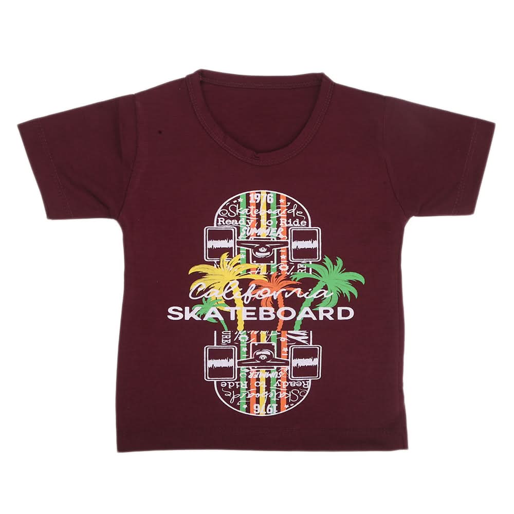 Boys Half Sleeves T-Shirt - Maroon, Kids, Boys T-Shirts, Chase Value, Chase Value