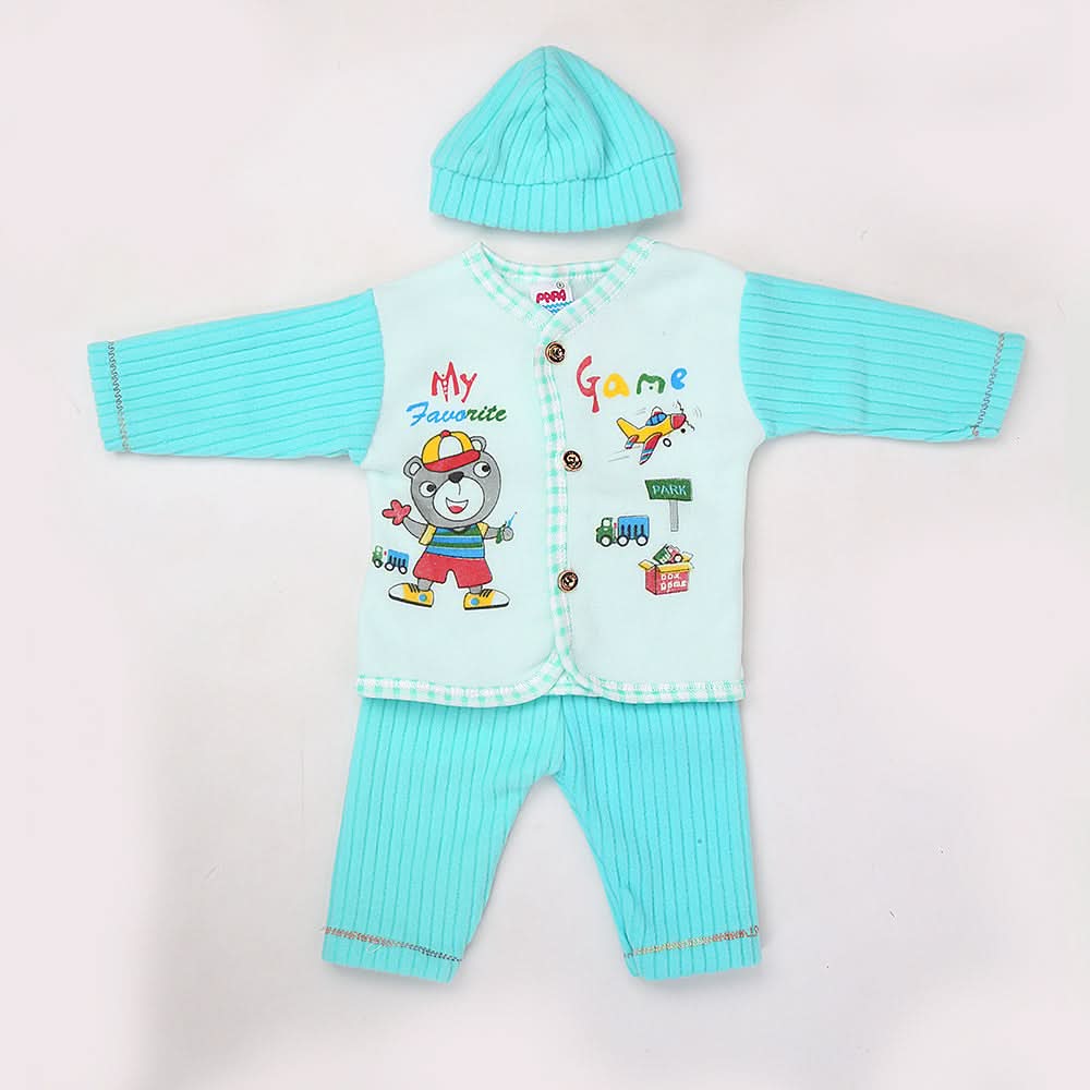 Newborn Boy Full Sleeves Polar Suit 10346 - Sea Green, Kids, NB Boys Sets And Suits, Chase Value, Chase Value