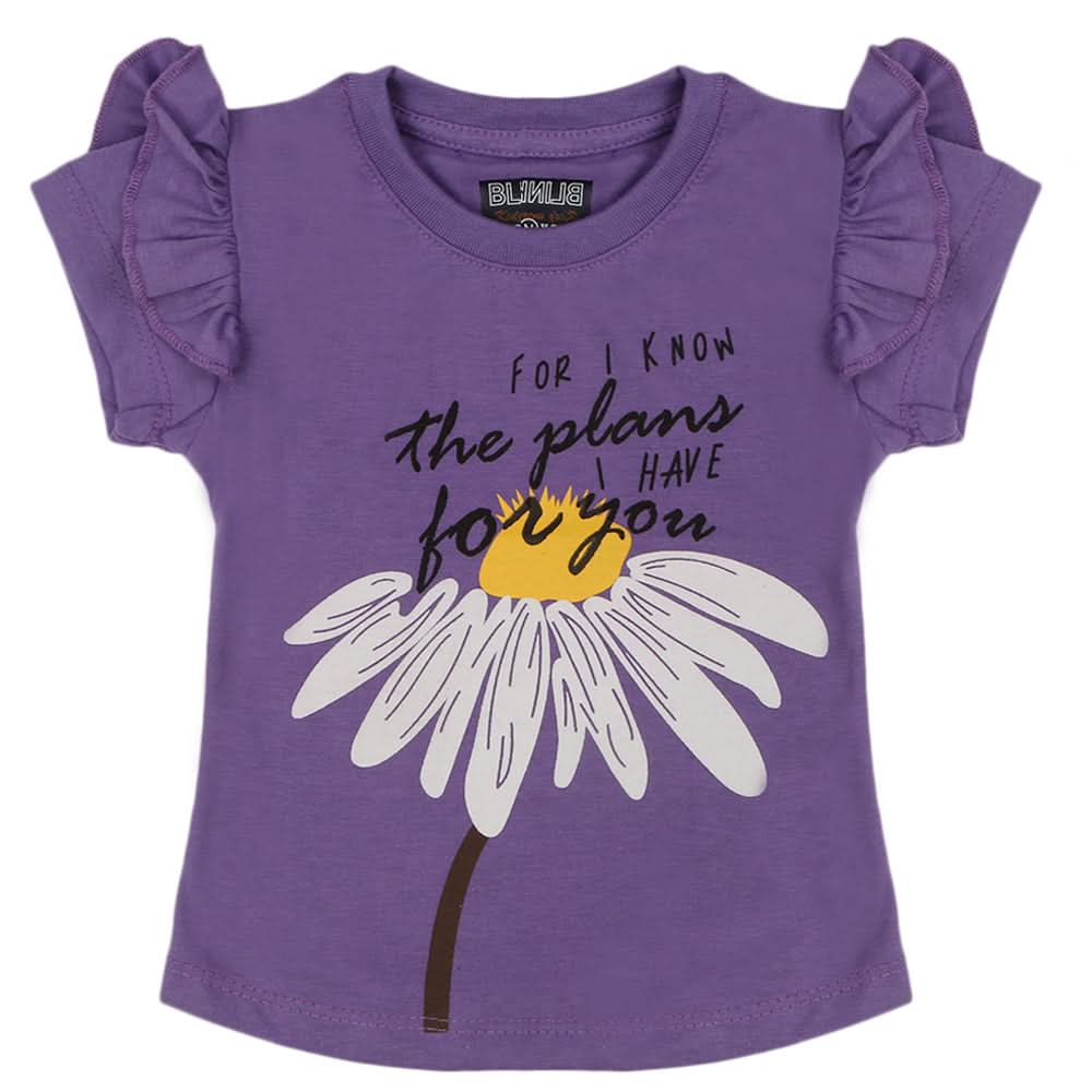 Girls Half Sleeves Printed T-Shirt - Purple, Girls T-Shirts, Chase Value, Chase Value