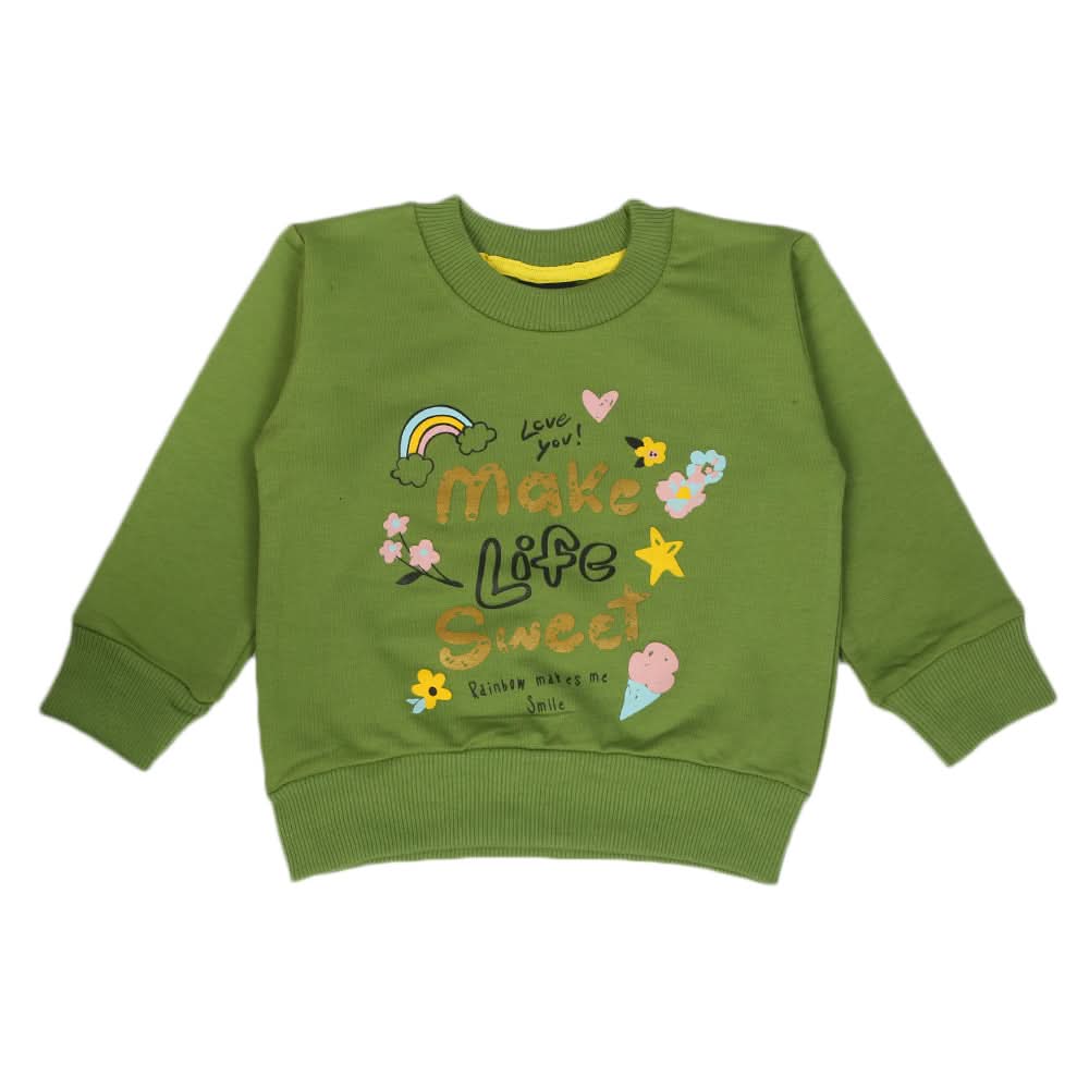 Girls Full Sleeves T-Shirt - Green, Girls T-Shirts, Chase Value, Chase Value