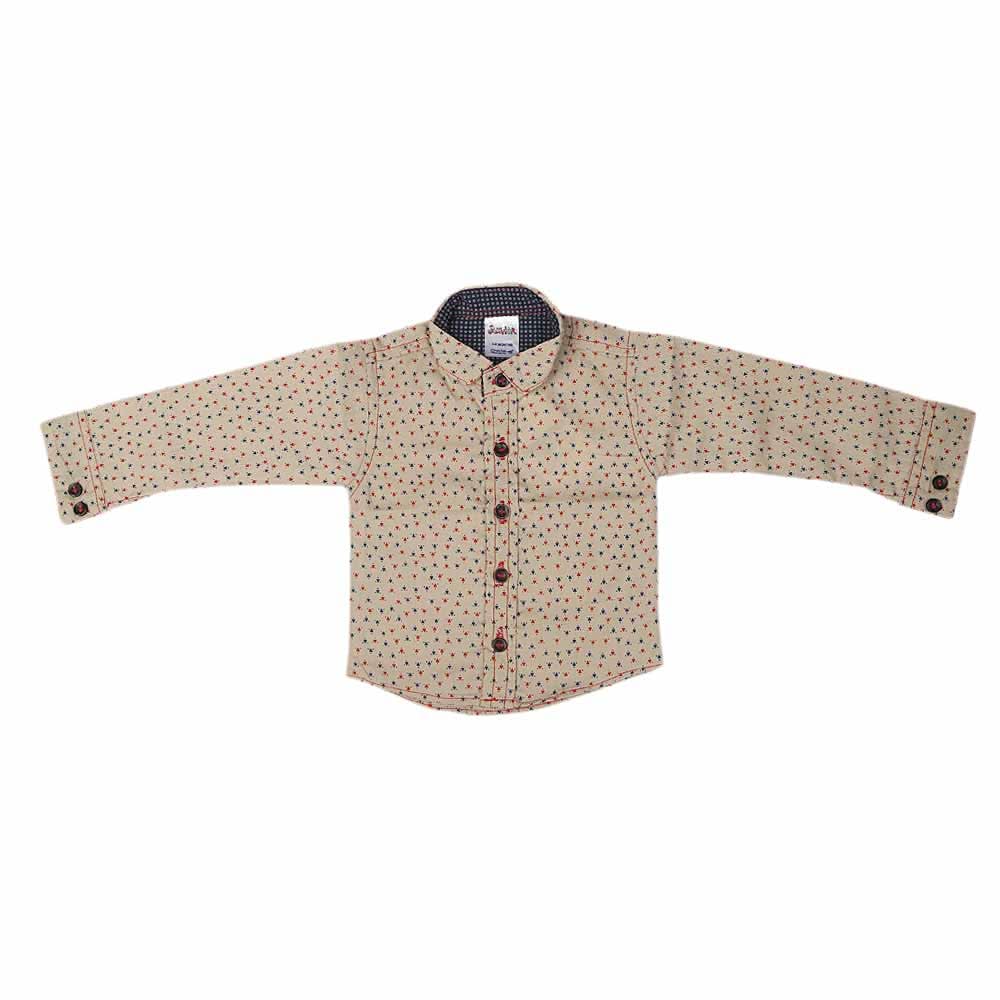 Newborn Full Sleeves Casual Shirt - Beige, Kids, NB Boys Shirts And T-Shirts, Chase Value, Chase Value