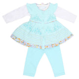 Newborn Girls Full Sleeves 3 Piece Suit - Cyan, Kids, NB Girls Sets And Suits, Chase Value, Chase Value