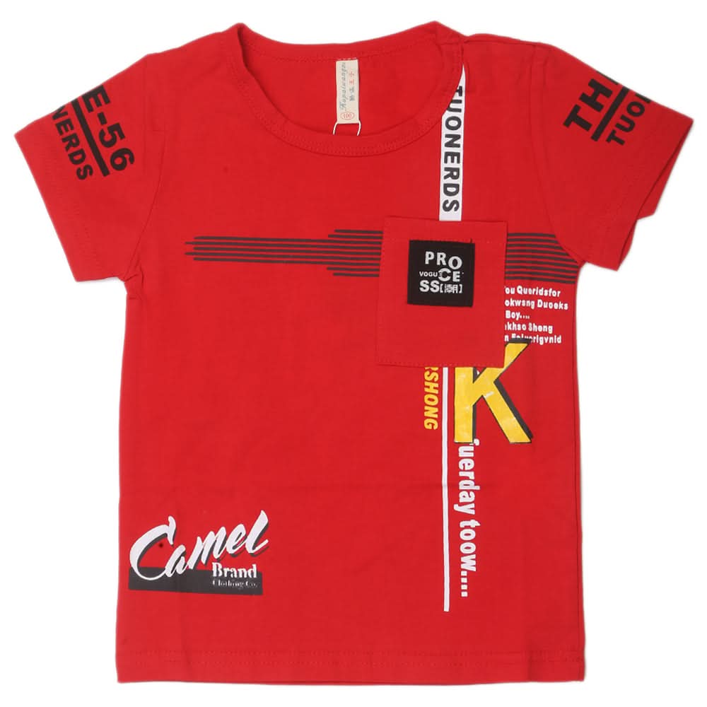 Boys Round Neck Half Sleeves T-Shirt - Red, Kids, Boys T-Shirts, Chase Value, Chase Value