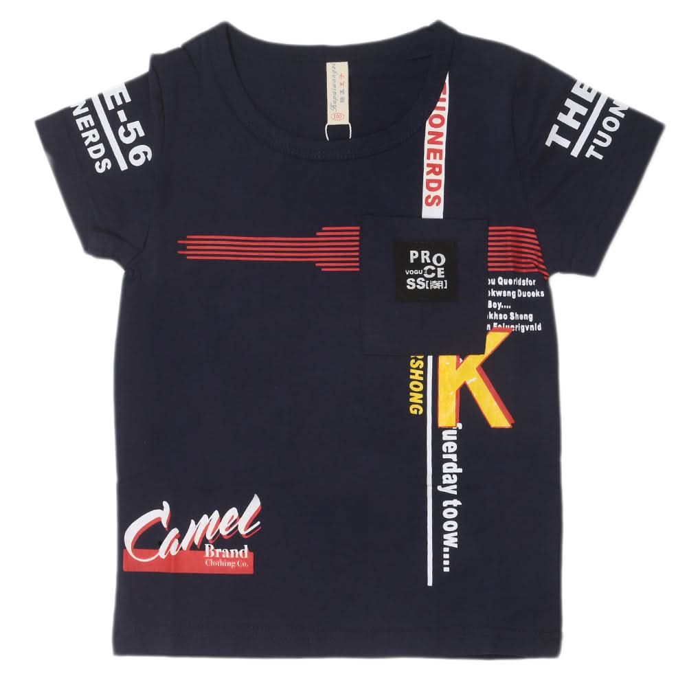 Boys Round Neck Half Sleeves T-Shirt - Navy Blue, Kids, Boys T-Shirts, Chase Value, Chase Value