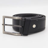 Men's Leather D-Stitch Belt - Black, Men, Belt, Chase Value, Chase Value