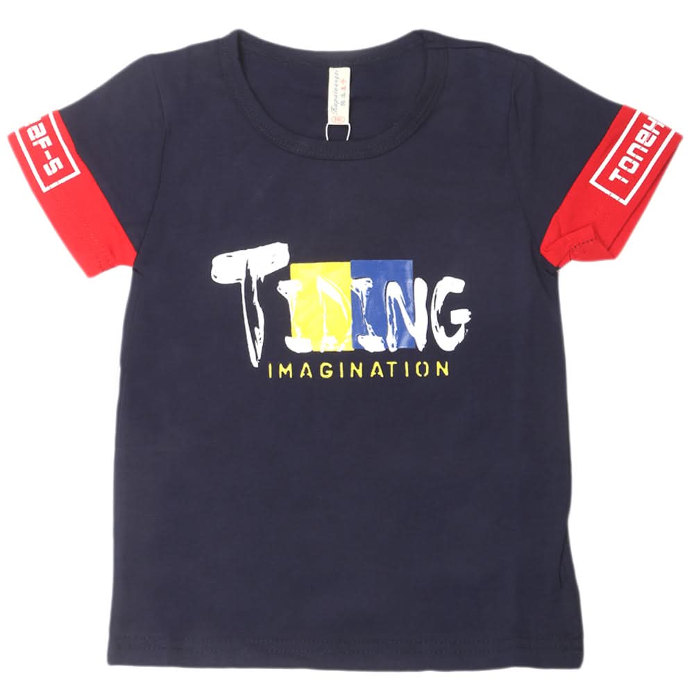 Boys Round Neck Half Sleeves T-Shirt - Navy Blue, Kids, Boys T-Shirts, Chase Value, Chase Value