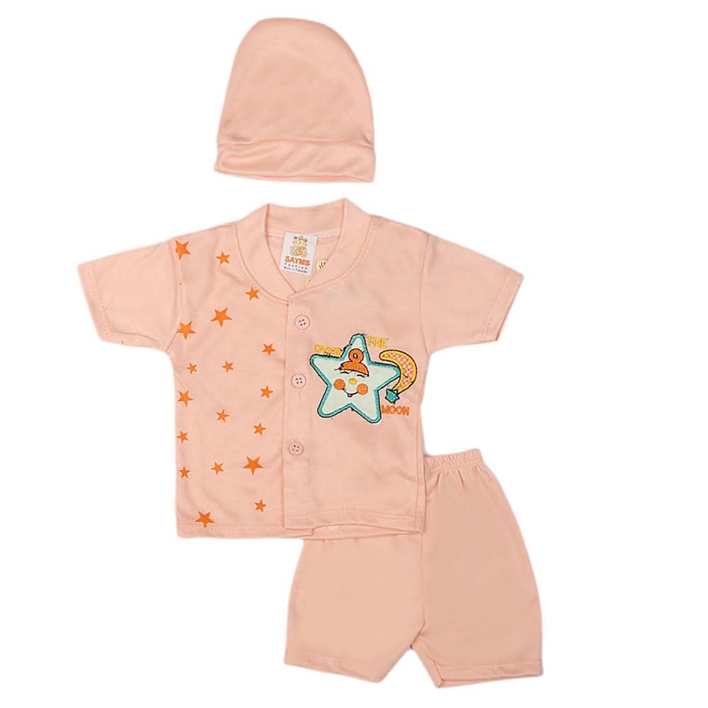Newborn Boys Suits 3 Pcs - Peach, Kids, NB Boys Sets And Suits, Chase Value, Chase Value
