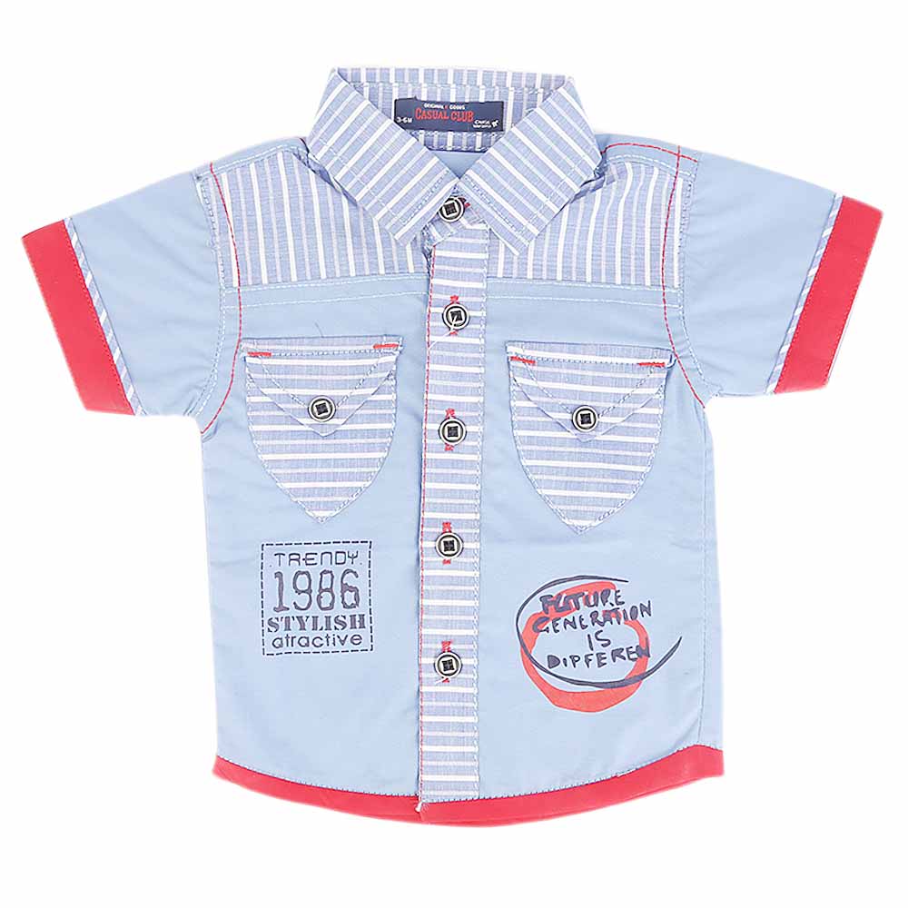 Newborn Half Sleeves Printed Shirt - Blue, Kids, NB Boys Shirts And T-Shirts, Chase Value, Chase Value